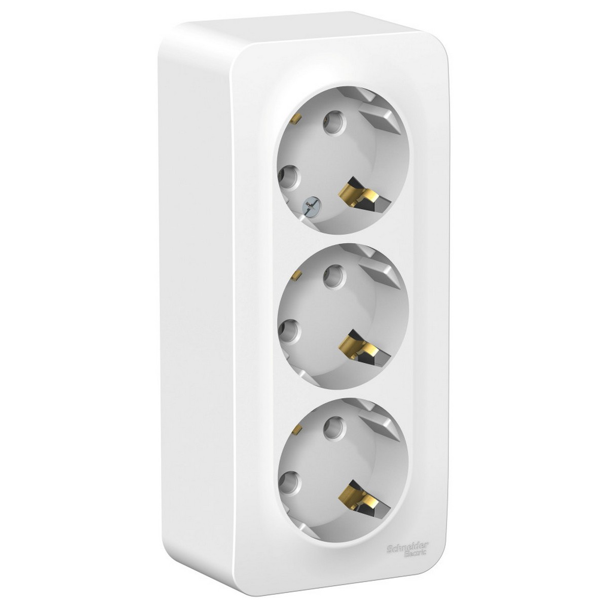 Blanca белые розетки и выключатели Розетка SE Blanca 3-ая Белый наружный с/з без шторок изолир. пластина BLNRA010311