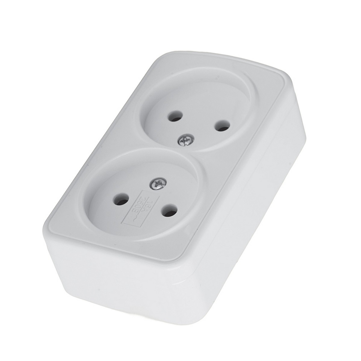 Накладные розетки и выключатели Stekker Розетка накладная STEKKER PST10-502-20 2-местная б/з Basic белый 50075