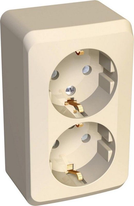 Этюд Кремовый Розетка 2-ая Systeme Electric Этюд наружный Бежевый с/з со шторками PA16-008K