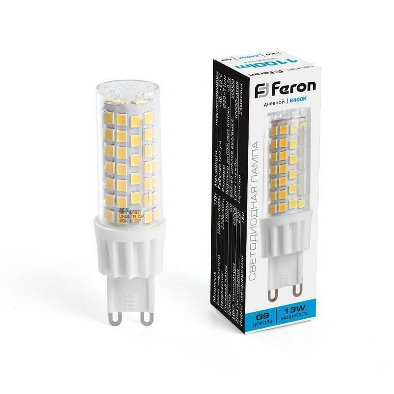 G9 Лампа светодиодная Feron LB-436 G9 13W 6400K 38154 
