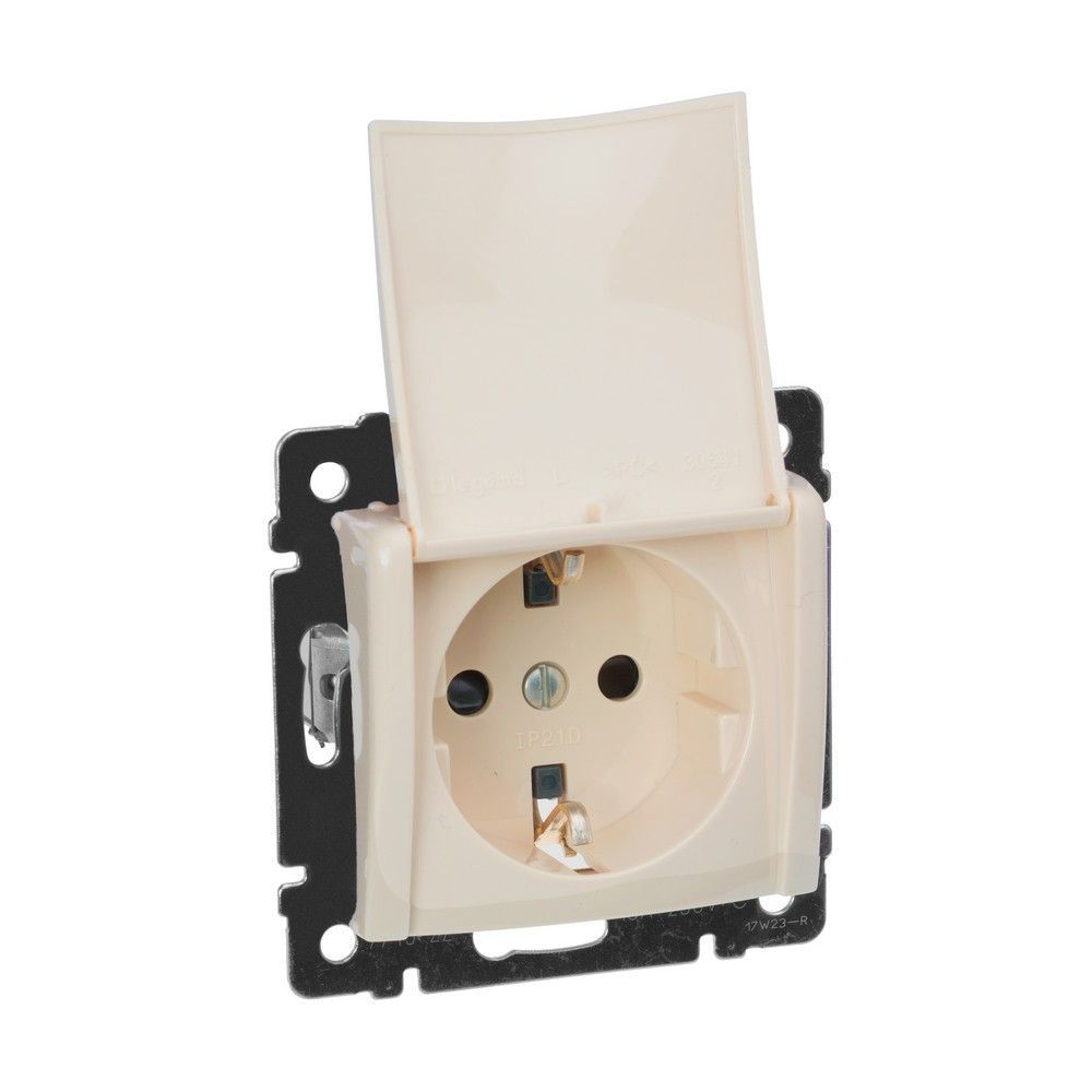 Legrand Valena Classic Кремовый Розетка Legrand Valena Крем 1-ая с/з с крышкой 774322