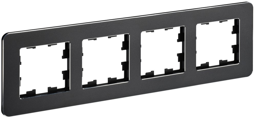 IEK Brite Рамки Рамка IEK BRITE DECOR Черный металл. скругл.угол 4-м РУ-4-1-Бр RE BR-M42-M-01-K02