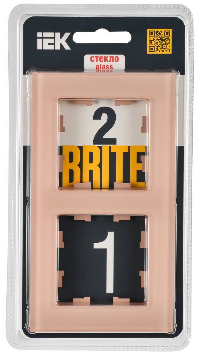 IEK Brite Рамки Рамка IEK BRITE DECOR Персик матовый стекло 2-мест. РУ-2-2-БрП BR-M22-G-31-K96