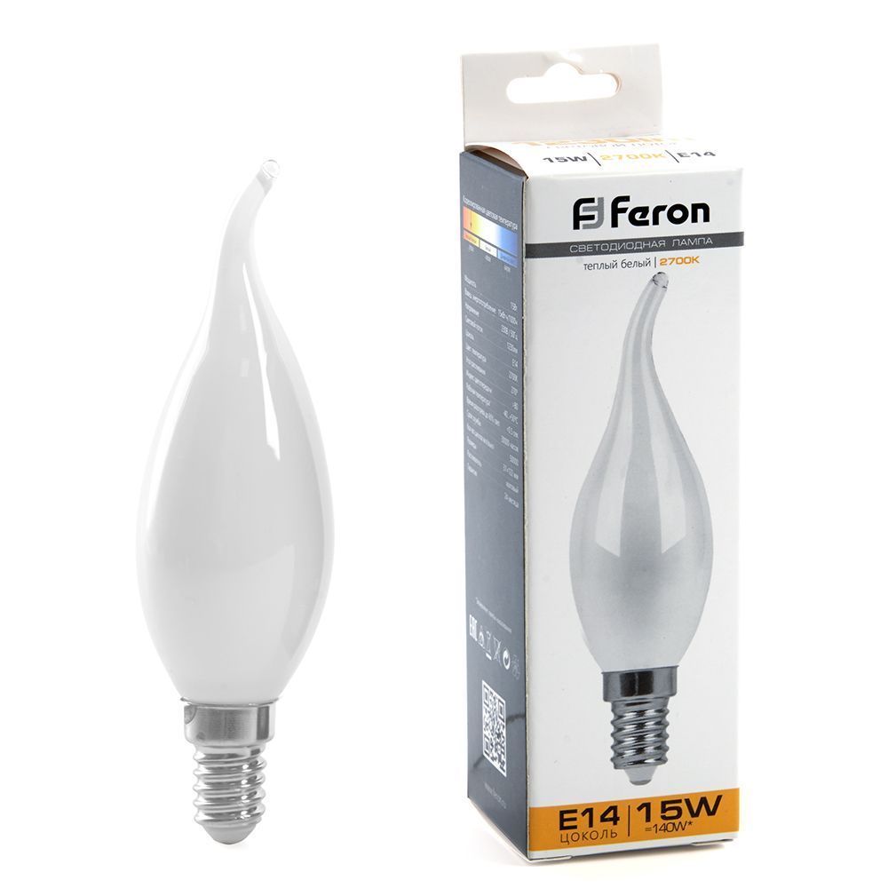 E14 Лампа светодиодная Feron LB-718 Свеча на ветру E14 15W 2700K 38260 