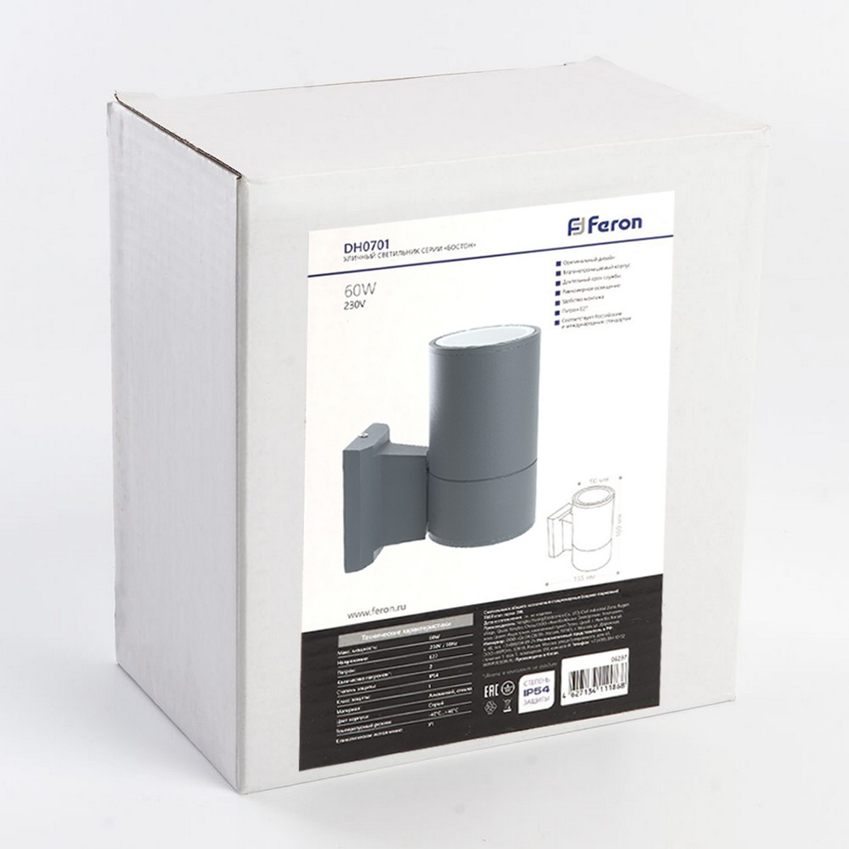 Уличные настенные светильники Светильник садово-парковый Feron DH0701  на стену вверх  E27 230V серый 06297 