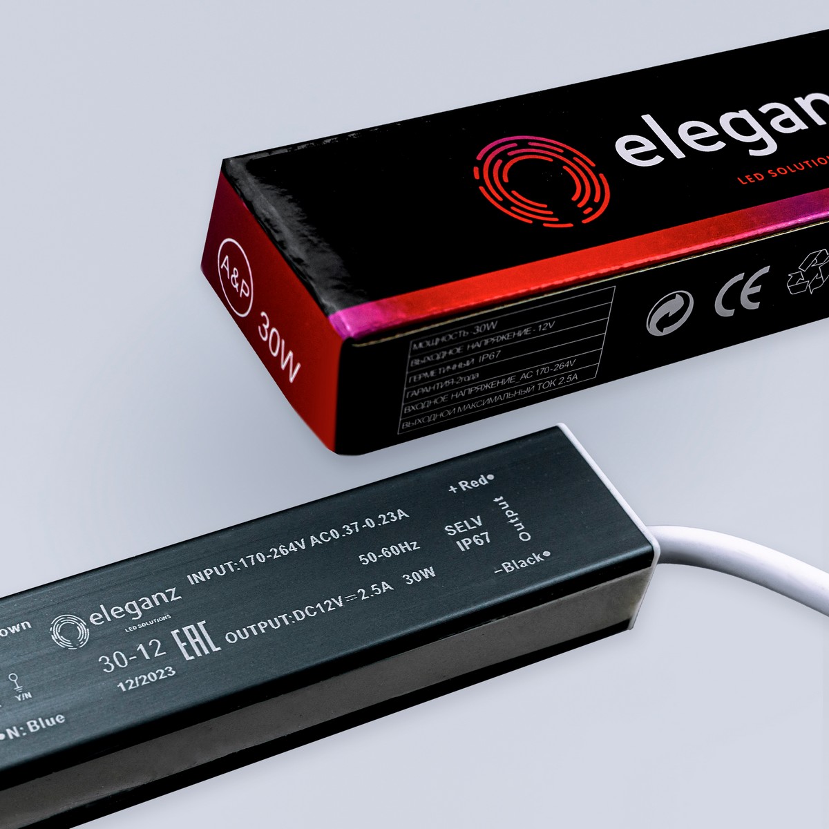 Блоки питания для светодиодной ленты Блок питания для светодиодной ленты Eleganz 12V 30W IP67 герметичный 1111 