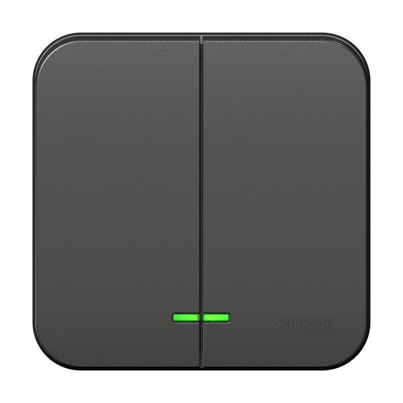 Blanca антрацит розетки и выключатели Выключатель SE Blanca 2-клавишный Антрацит наружный с подсветкой изолир. пластина BLNVA105116