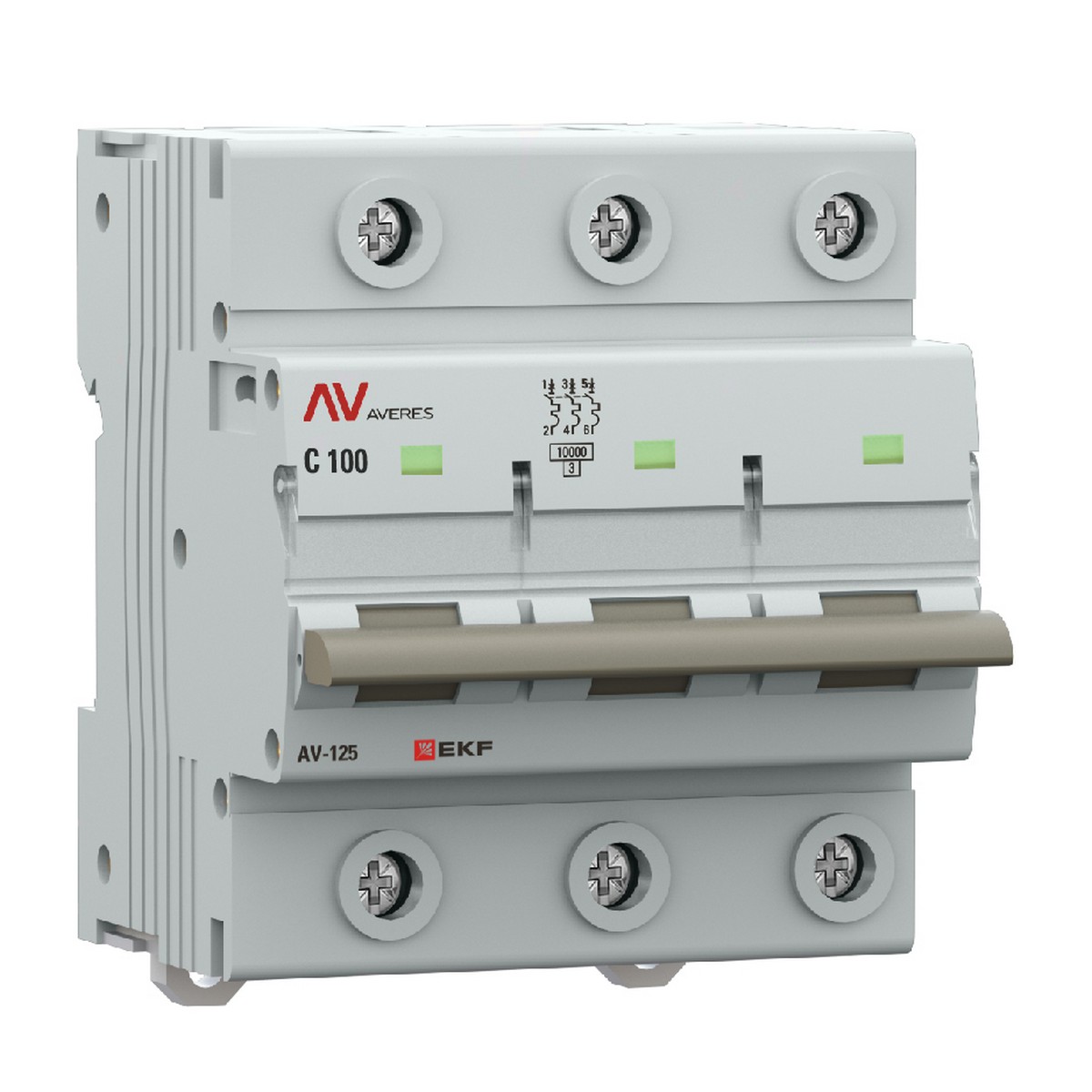 3 полюсные (трехполюсные) Автоматический выключатель EKF AVERES AV-125 3P 100A (C) 10kA mcb125-3-100C-av 