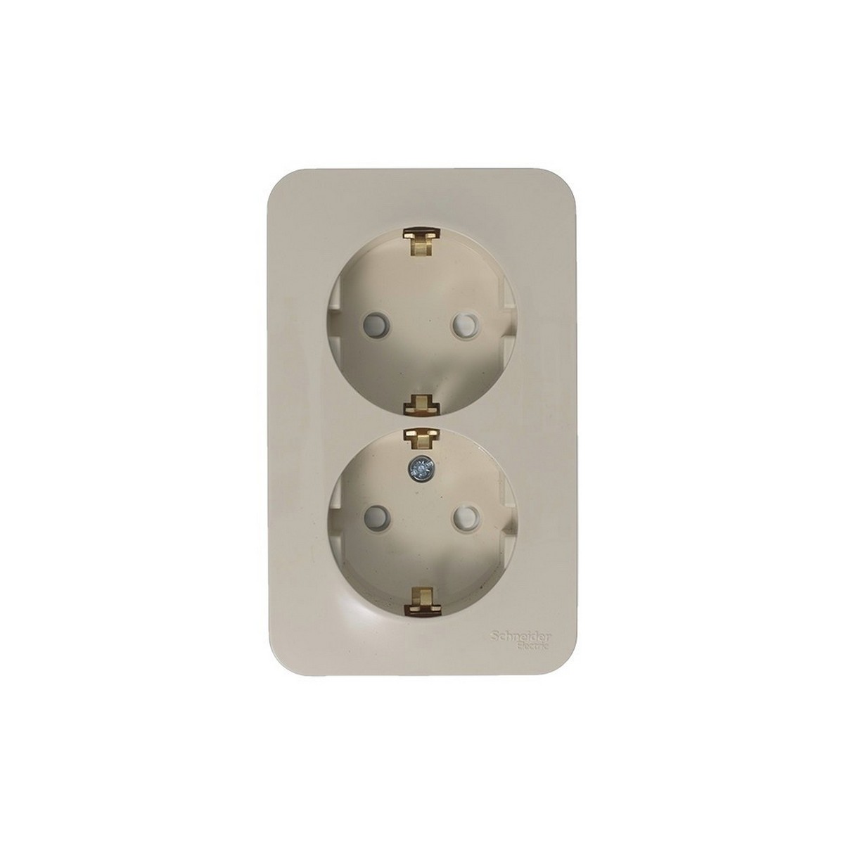 Blanca бежевые розетки и выключатели Розетка SE Blanca 2-ая Бежевый наружный с/з со шторками изолир. пластина BLNRA011217