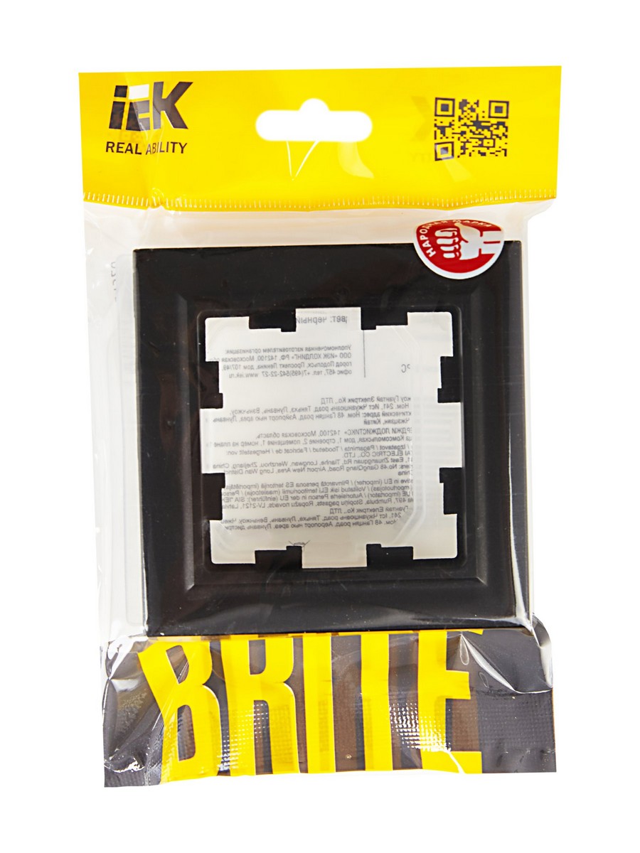 IEK Brite Рамки Рамка IEK BRITE 1-местная IP44 РУ-1-БрЧ-44 черный BR-M12-44-K02