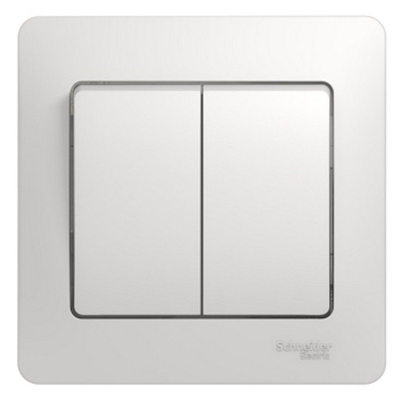 Glossa Белый Выключатель Systeme Electric Glossa Белый 2-клавишный, сх.5 (в сборе с рамкой) GSL000152