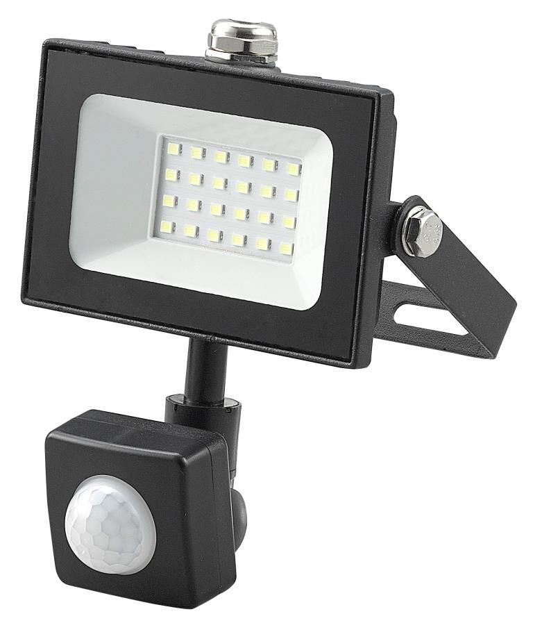 Прожекторы светодиодные Прожектор светодиодный ЛюксЭл 20W IP65 6500K с датчиком движения черный LUX-L-PAD20