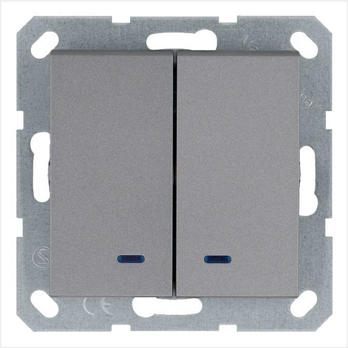 JASMART G - розетки и выключатели Выключатель JASMART двухклавишный со светодиодами Алюминий G3023NS