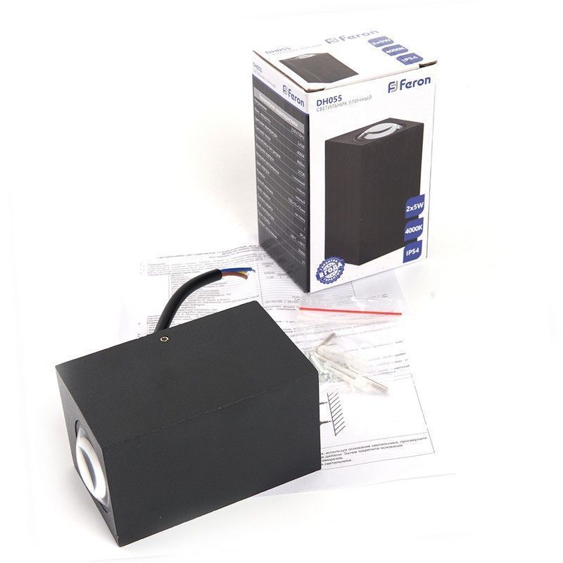 Уличные настенные светильники Светильник уличный светодиодный Feron DH055 2*5W 800Lm 4000K черный 48486 