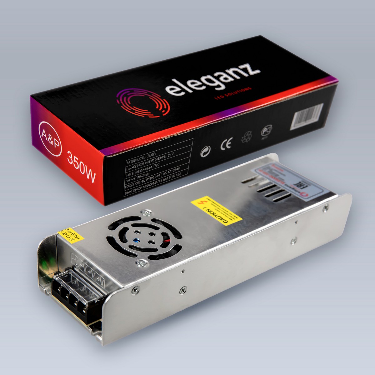 Блоки питания для светодиодной ленты Блок питания для светодиодной ленты Eleganz 24V 400W IP44 узкий 225х58х28мм EL-0004 