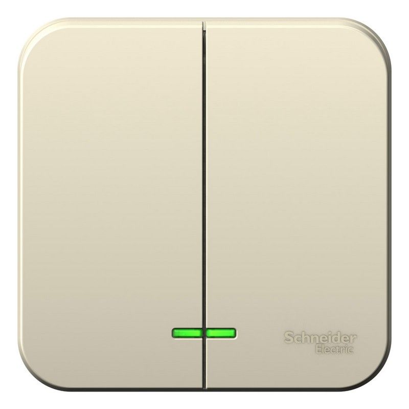 Blanca молочные розетки и выключатели Выключатель SE Blanca 2-клавишный Молочный наружный с подсветкой 6А BLNVA065102