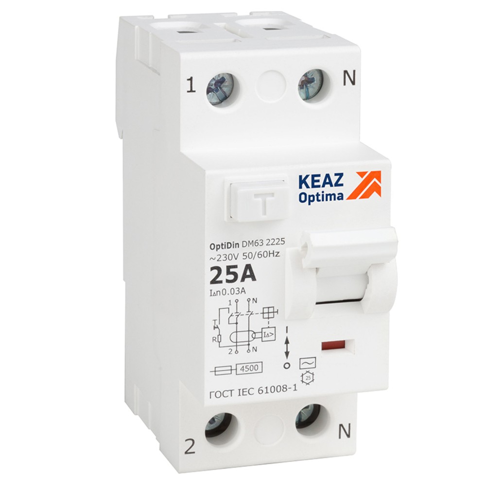 КЭАЗ УЗО КЭАЗ (ВДТ) OptiDin DM63-2240-AC-4,5-УХЛ4 (2P, 40, 30mA) 343889 