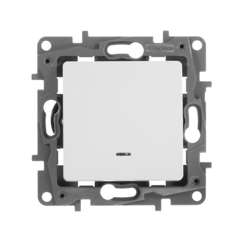 Legrand Etika Белый Выключатель Legrand Etika белый 1-клавишный с подсветкой, 10А, винт. клем. 672203