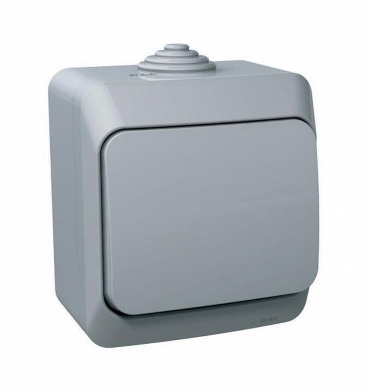 Этюд Серый Переключатель 1-клавишный Systeme Electric Этюд наружный Серый IP44 BA10-046C