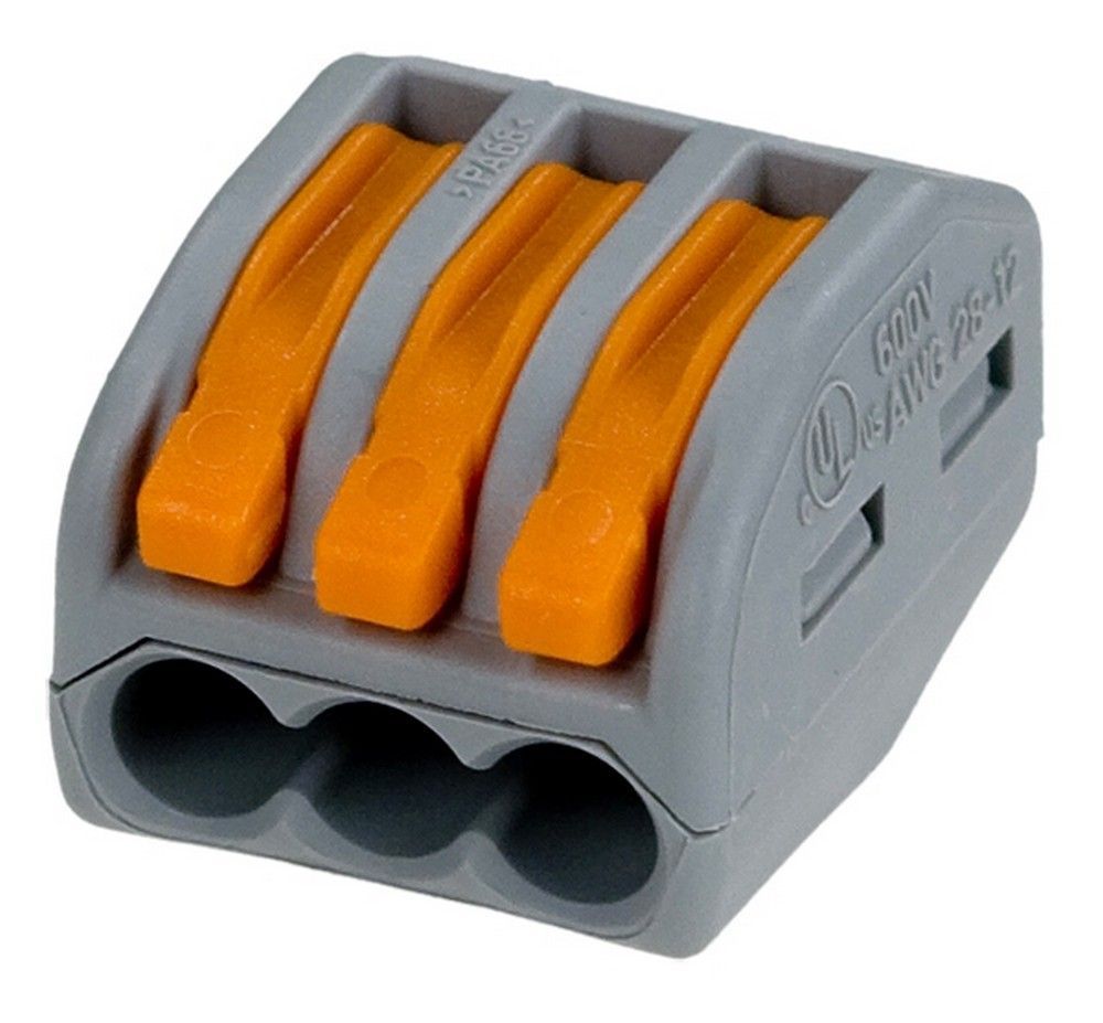 WAGO клемма с рычагами для 3-х медных проводов до 4 мм