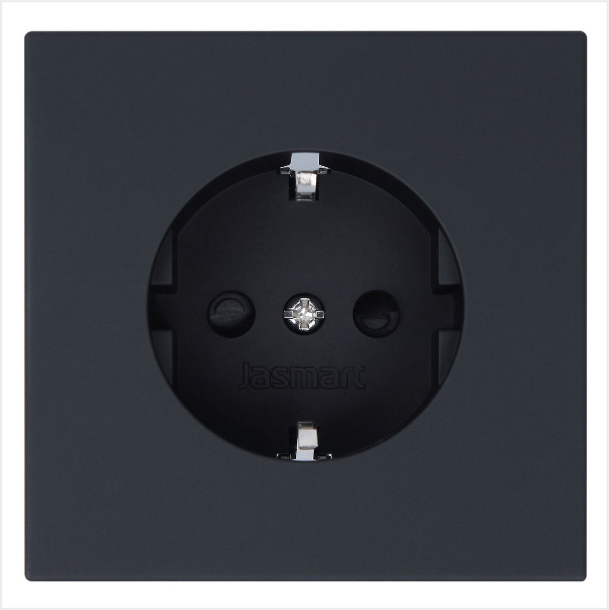 JASMART FD - розетки и выключатели Розетка JASMART FD SCHUKO с защитными шторками Черный матовый (soft touch) 5501PBM