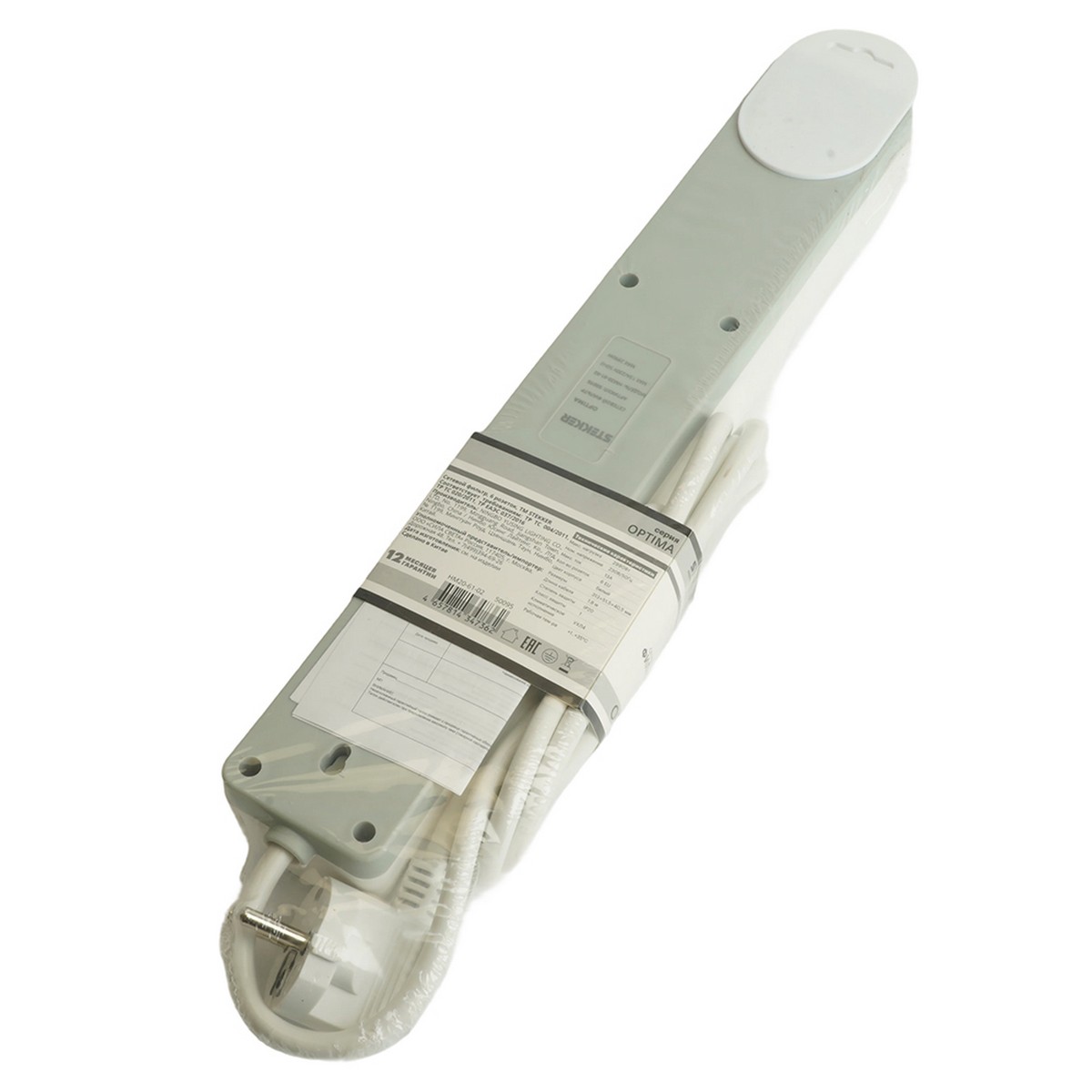 Колодки и удлинители, тройники Сетевой фильтр 6-местный с/з STEKKER HM20-61-03 3x1мм2 3 м серия Optima белый 50096 