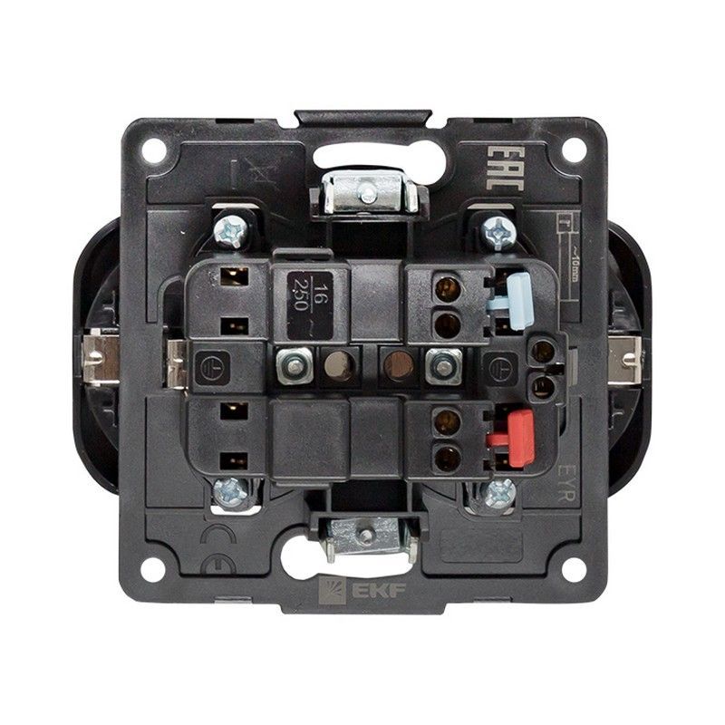 EKF Стокгольм черный Розетка 2-ая EKF PROxima Стокгольм Черный с/з со шторками 16А EYR16-128-20