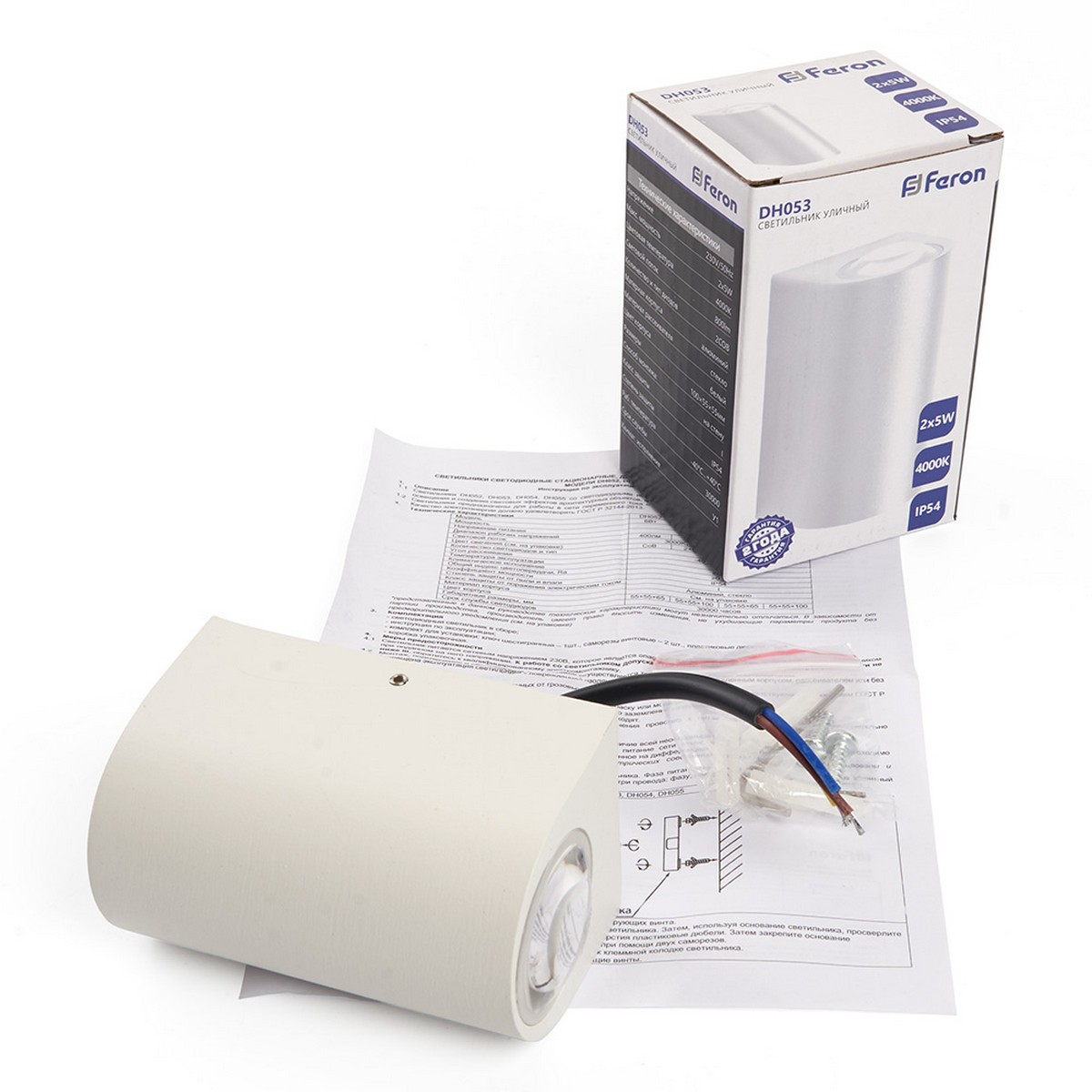 Уличные настенные светильники Светильник уличный светодиодный Feron DH053 2*5W 800Lm 4000K белый 48478 