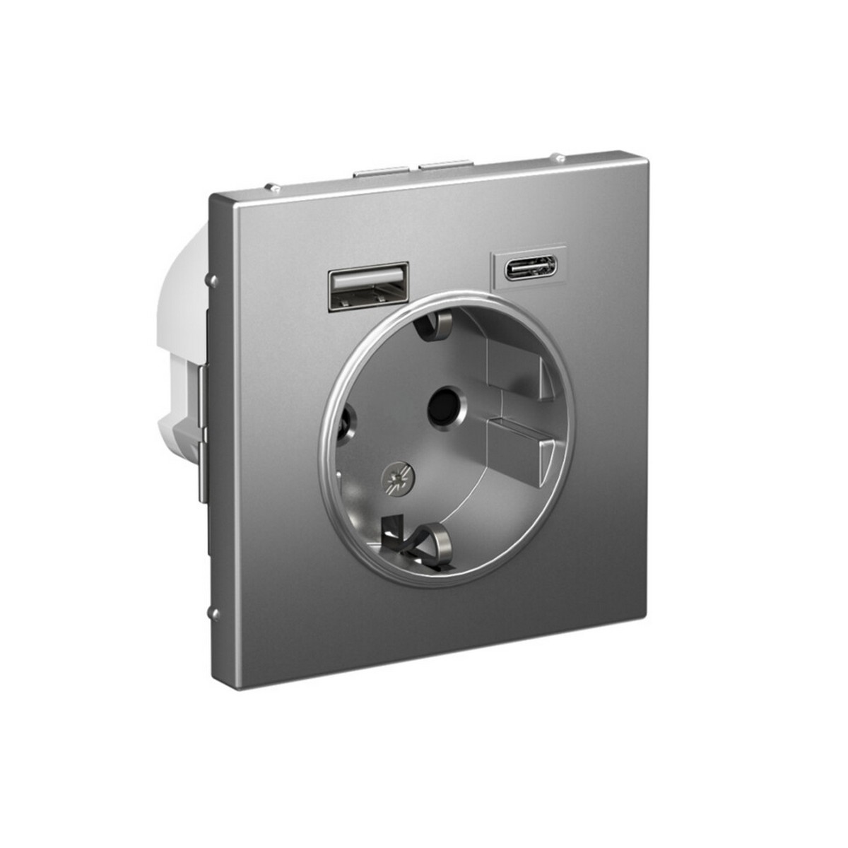 ArtGallery Сталь Розетка Systeme Electric ArtGallery Сталь 16А с 2 USB A+C 5В4А/30А 5В/15А GAL000932