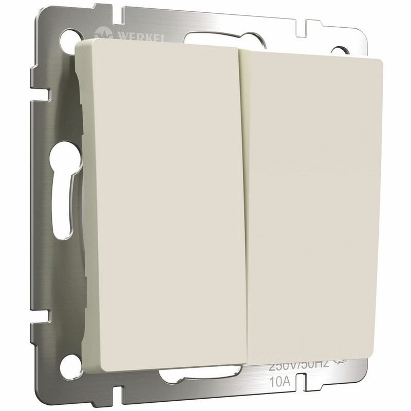 Werkel айвори матовый Выключатель Werkel двухклавишный проходной (слоновая кость) W1122062 old