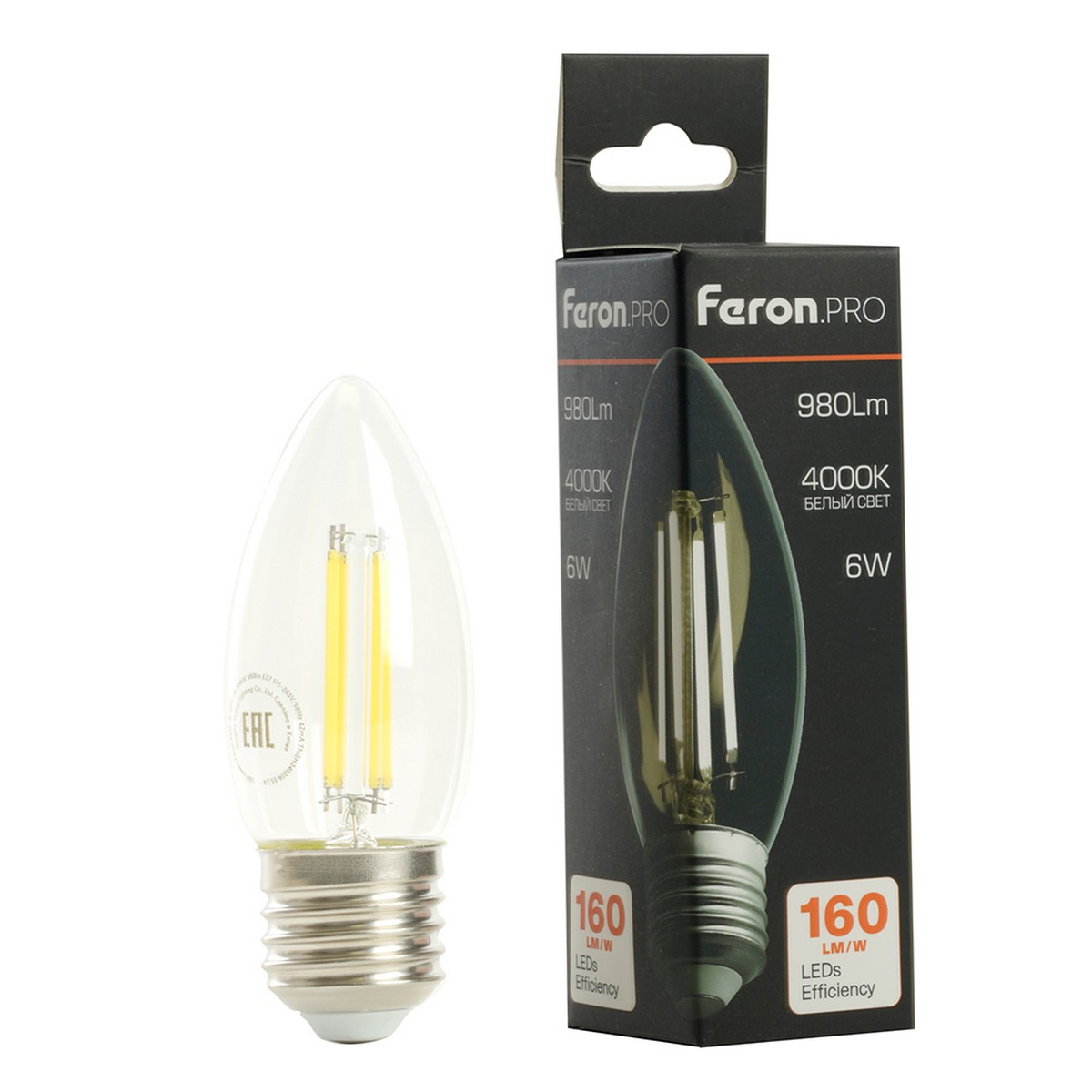 E27 Лампа светодиодная Feron.PRO LB-1206 Свеча E27 6W 175-265V 6400K 51240 