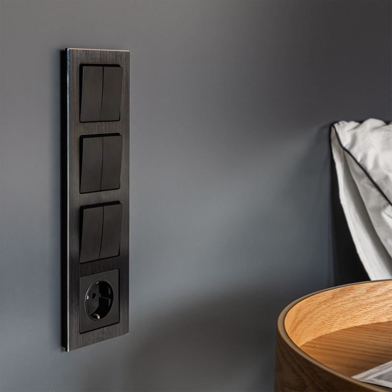 Werkel Черный матовый механизмы Выключатель Werkel двухклавишный проходной черный матовый W1122008