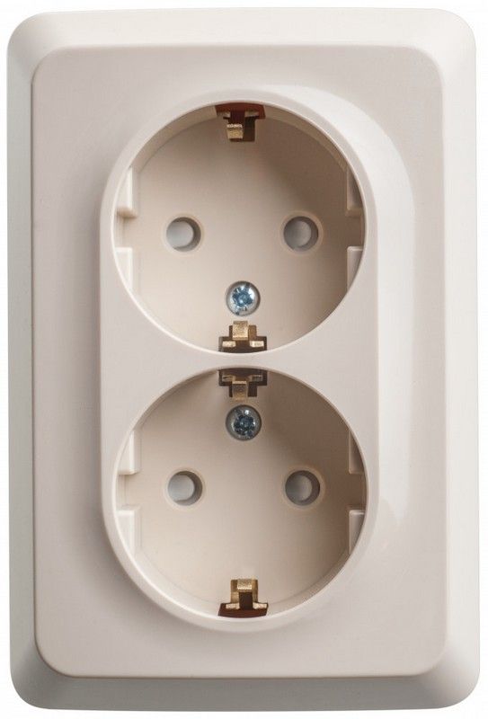 Этюд Кремовый Розетка 2-ая Systeme Electric Этюд наружный Бежевый угловая с/з со шторками 16А 250B PA16-108K