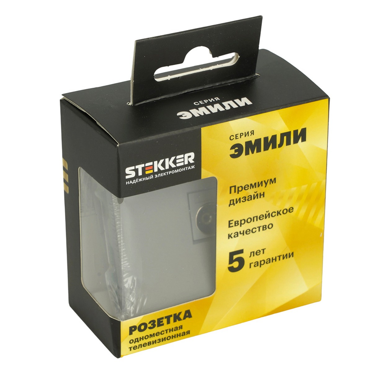 Эмили - Розетки и выключатели Stekker Розетка телевизионная 1-ая STEKKER Эмили RST00-5108-10 75 Ом 5-862МГц  платиново-серый soft touch 49953