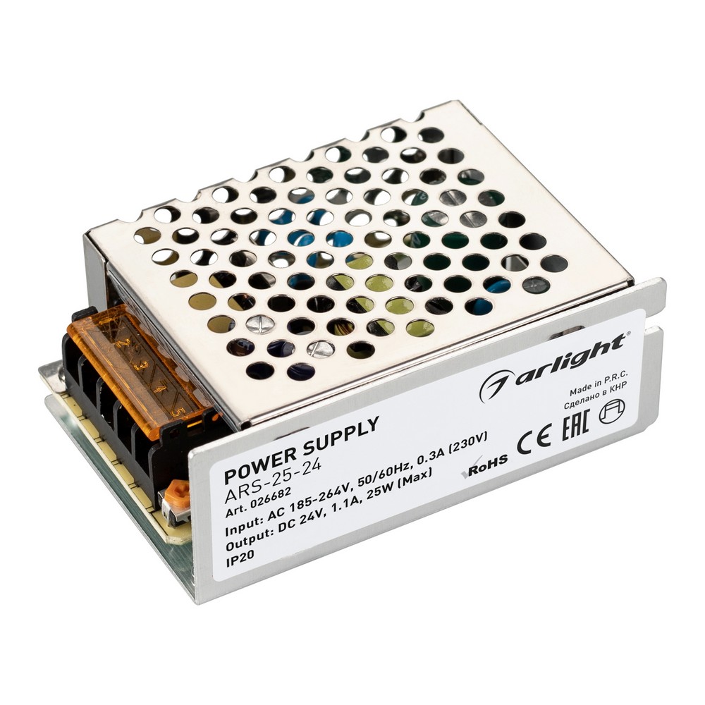 Блоки питания для светодиодной ленты Блок питания Arlight ARS-25-24 (24V, 1.1A, 25W) (IP20 Сетка, ) 026682 