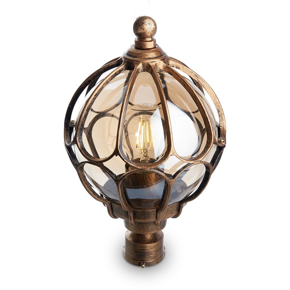 Уличные светильники на столб Светильник садово-парковый Feron PL3703 круглый на столб 60W 230V E27 черное золото 11359