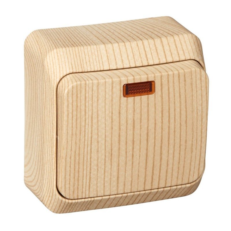 Этюд Дача Выключатель 1-клавишный Systeme Electric Этюд наружный Дача Сосна с подсветкой BA10-005D