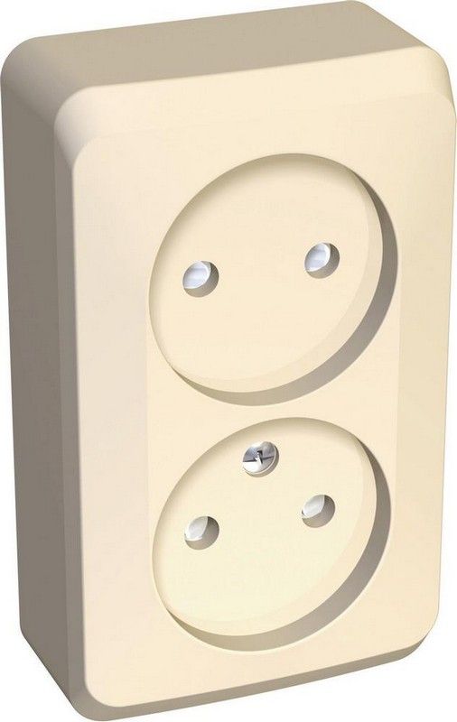 Этюд Кремовый Розетка 2-ая Systeme Electric Этюд наружный Бежевый б/з со шторками PA16-006K