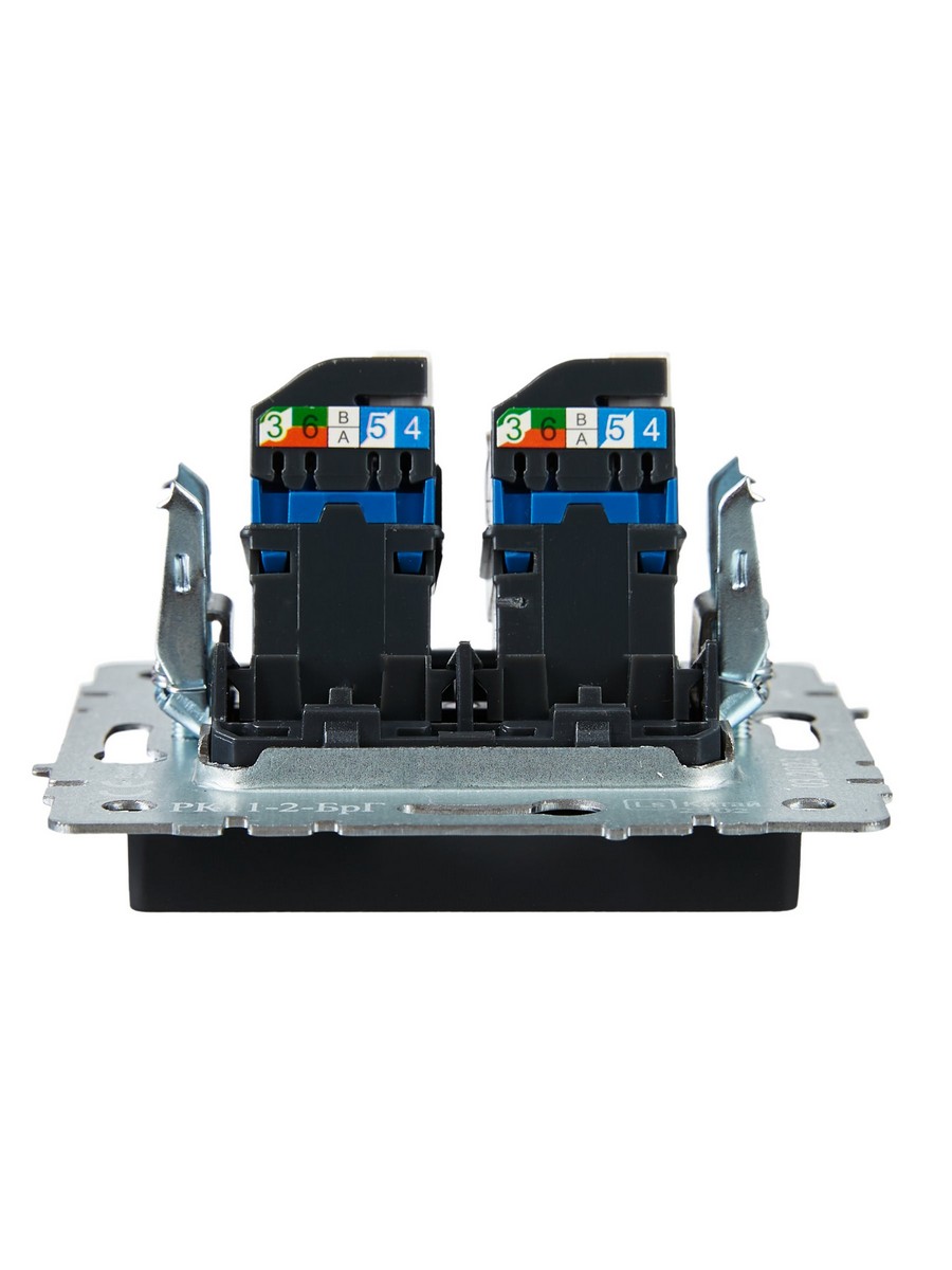 IEK Brite Графит Розетка компьютерная IEK BRITE BASE Графит 2-ая RJ45 кат.6 РК11-2-БрГ BR-K20-2-K53