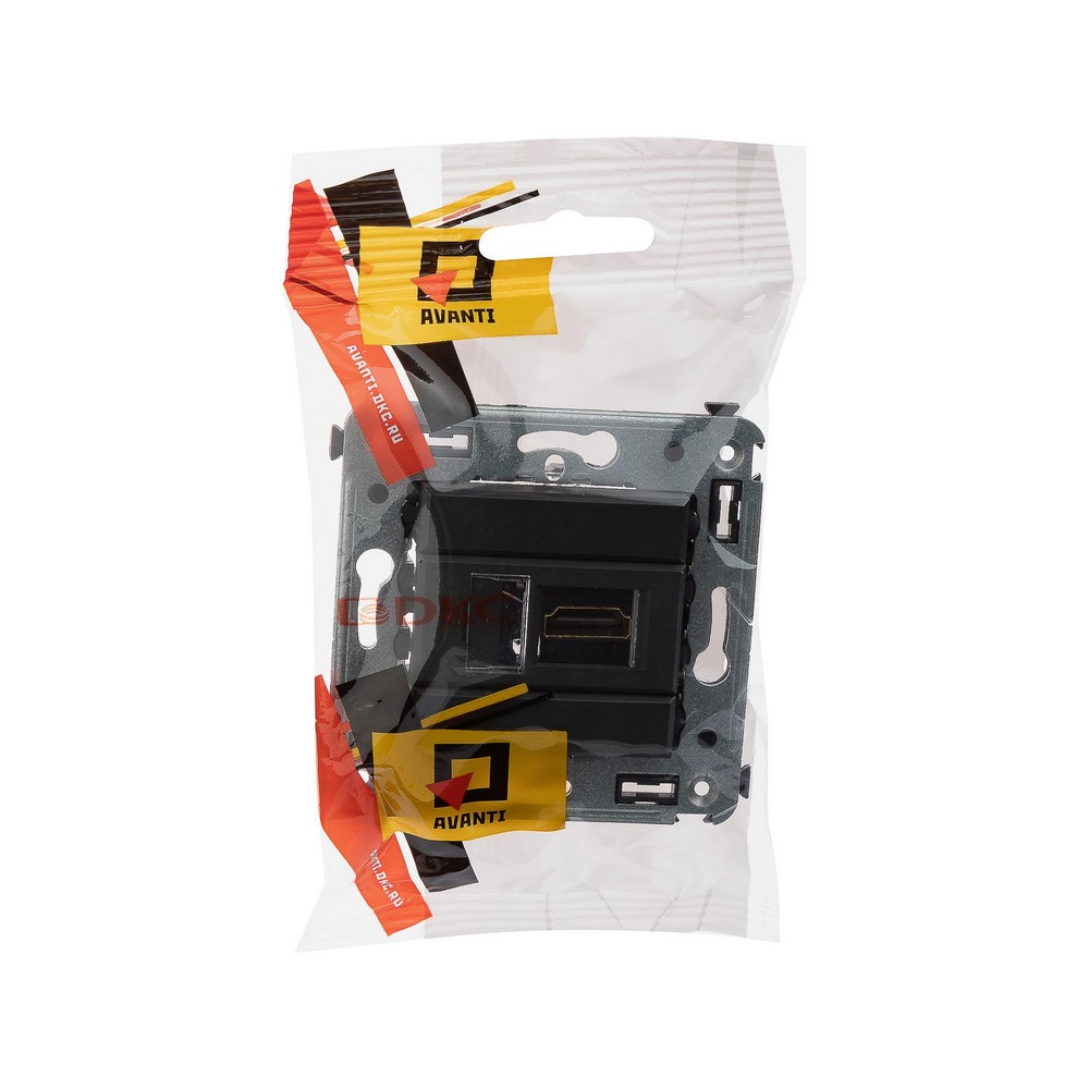 DKC Avanti механизмы Черный матовый Розетка HDMI DKC Avanti одинарная в стену тип А-А "Черный матовый" 4412253