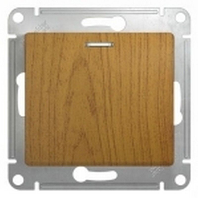 Glossa Дуб Переключатель Systeme Electric Glossa Дерево Дуб 1-клавишный с подсветкой, сх.6а GSL000563