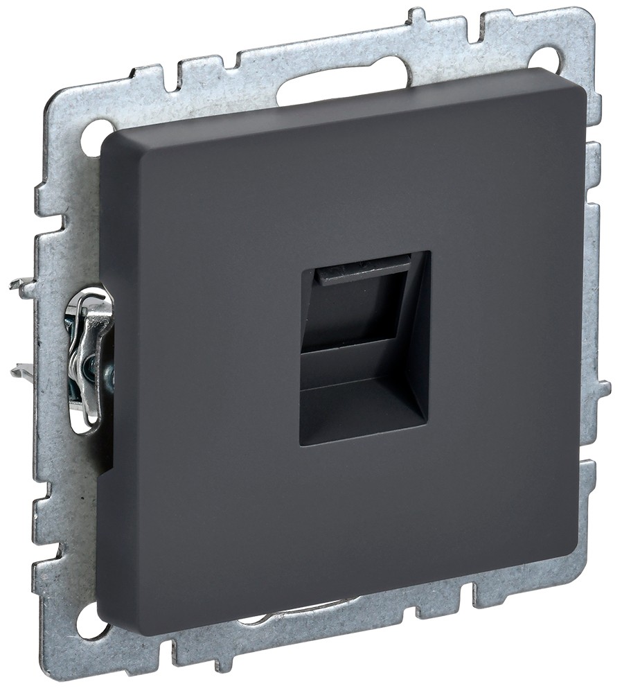 IEK Brite Графит Розетка компьютерная IEK BRITE BASE Графит RJ45 кат.6 РК11-БрГ BR-K10-2-K53