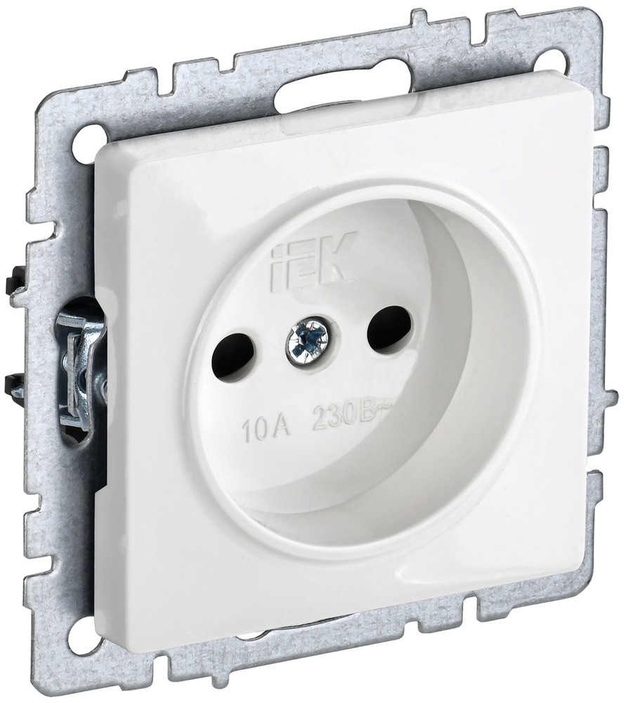 IEK Brite Белый Розетка IEK BRITE BASE Белый без з/к с з/ш 10А РСш10-2-БрБ BR-R13-10-K01
