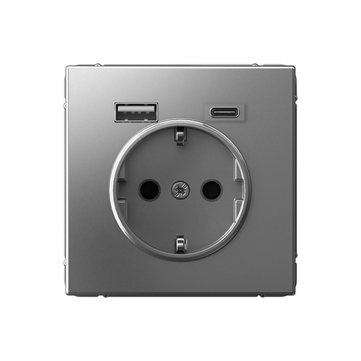 ArtGallery Сталь Розетка Systeme Electric ArtGallery Сталь 16А с 2 USB A+C 5В4А/30А 5В/15А GAL000932