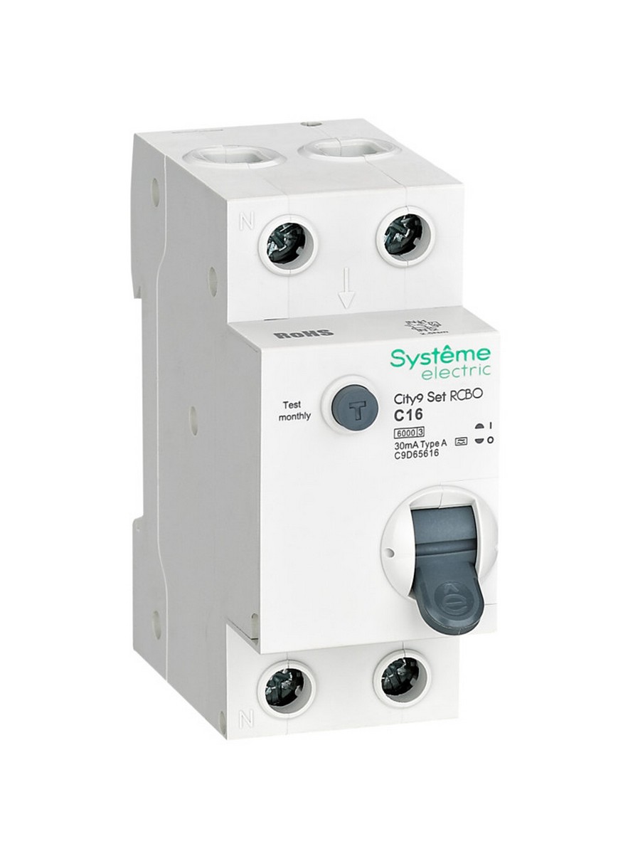 Schneider Electric Авт. выкл. диф. тока Systeme Electric City9 Set (АВДТ) 1P+N С 16А 6kA 30мА Тип-A C9D65616 