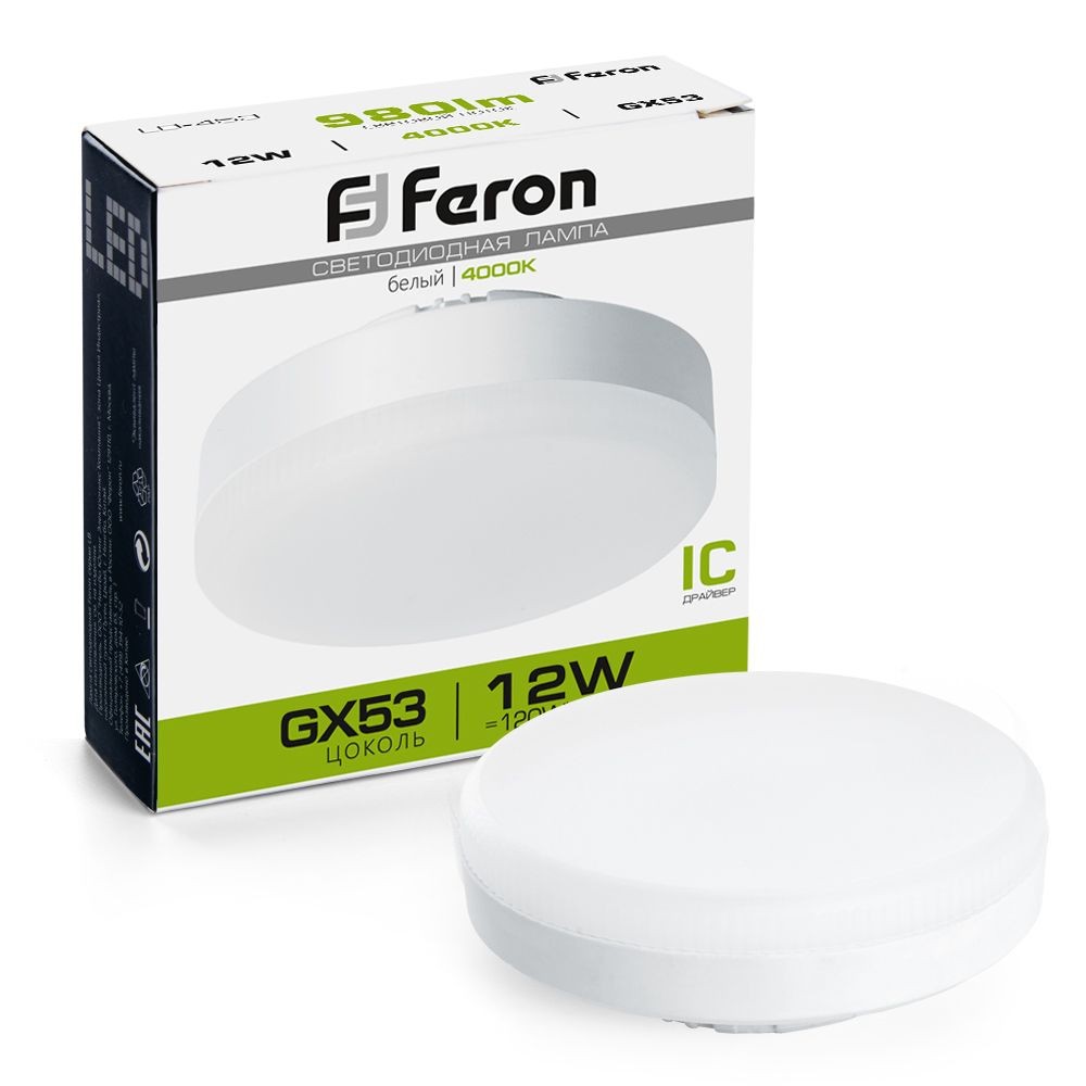 GX70, GX53 Лампа светодиодная Feron LB-453 GX53 12W 4000K 25835 