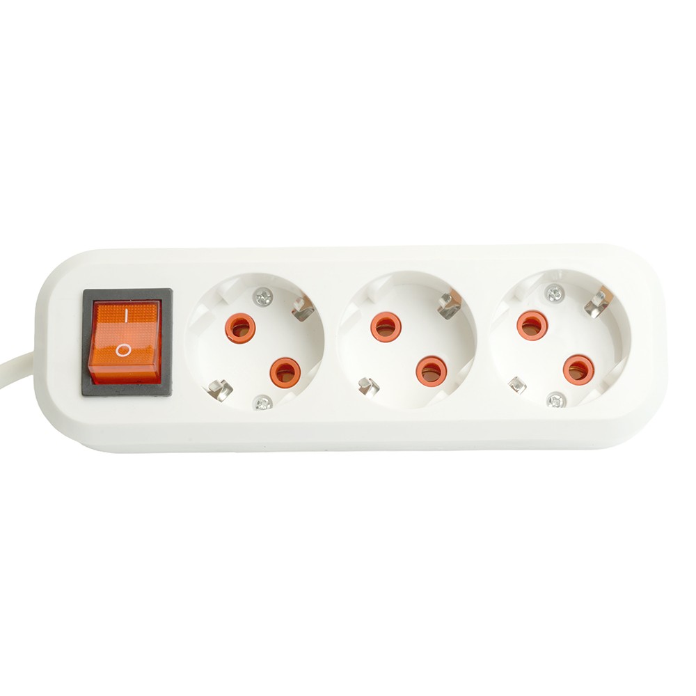 Колодки и удлинители, тройники Удлинитель STEKKER трехместный с/з с выключ. HM07-31-07 7м Home (У16А-002) белый 49356 