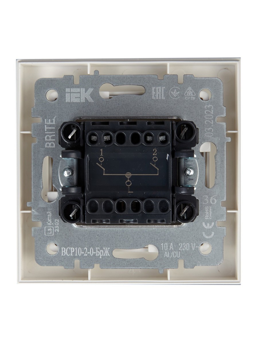 IEK Brite Жемчуг Выключатель IEK BRITE Жемчуг 2-кл. 10А в сб. ВСР10-2-0-БрЖ BR-V20-0-10-K36-F