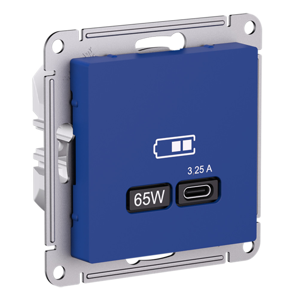 AtlasDesign Аквамарин Розетка Systeme Electric AtlasDesign Аквамарин USB тип-C 65Вт высокоскорзаряд QCPD ATN001127