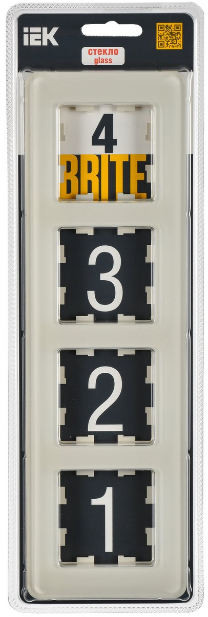 IEK Brite Рамки Рамка IEK BRITE DECOR Песчаный матовый стекло скругл.угол 4-м РУ-4-2-Бр RE BR-M42-G-41-K98